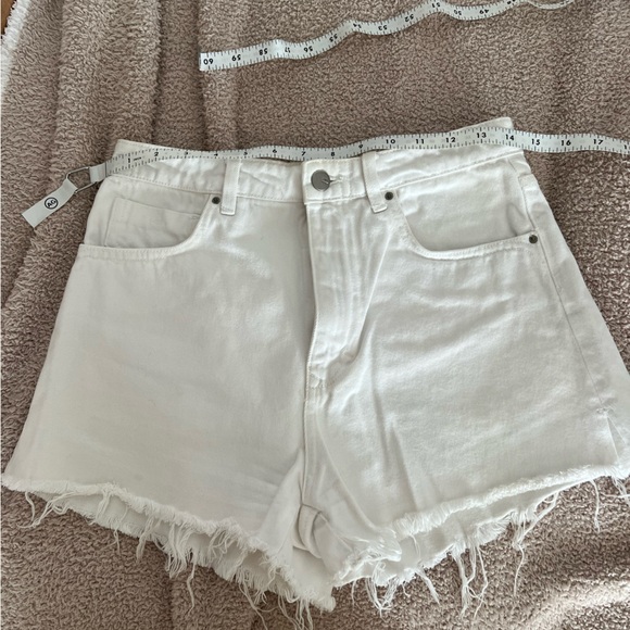 Zara white cut off high waisted denim shorts 6 - Picture 6 of 9